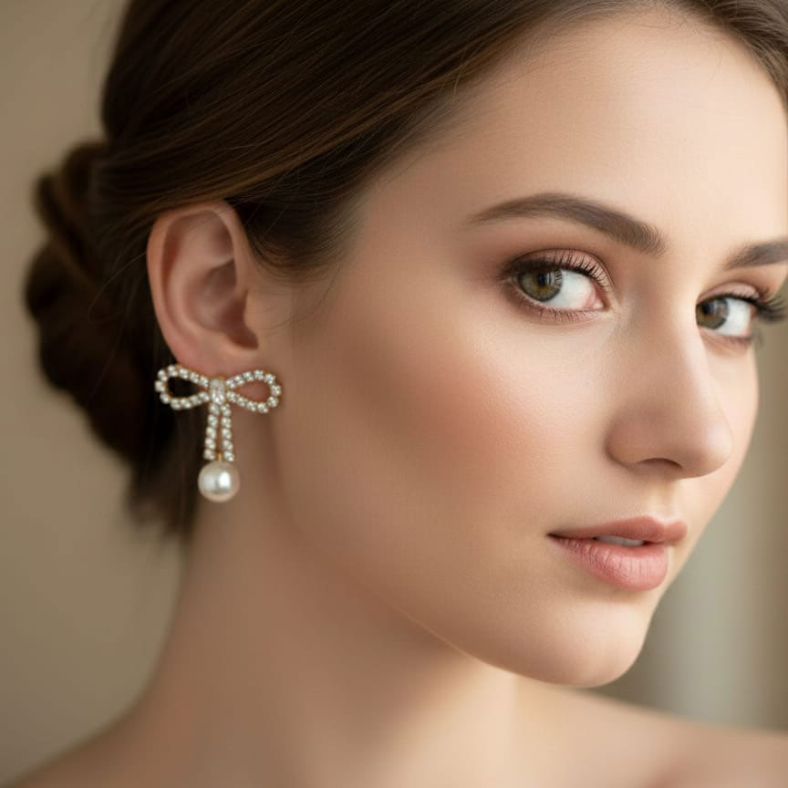 Pearl Drop Bow earrings