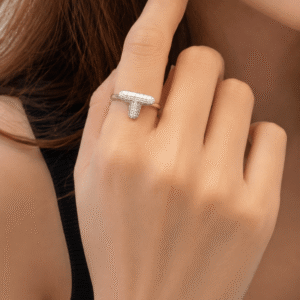 Crystal T Bar adjustable ring for women