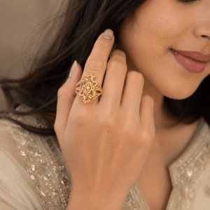 Vintage black rose adjustable ring for women