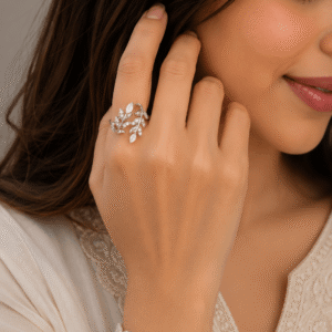 Minimal solitaire adjustable ring for women