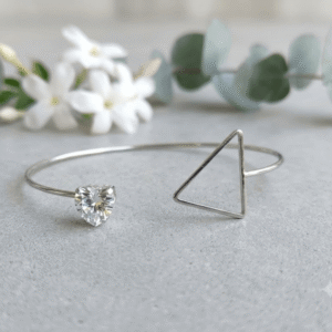 Heart & Triangle Open-Cuff Bangle