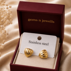 Elegant rose gold chevron stud earrings with sparkling crystal detailing for women.